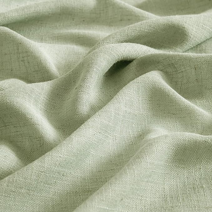 MIULEE Sage Green Linen Curtains 120 Inches Long for Bedroom Living Room, Soft Thick Linen Textured Window Drapes Semi Sheer Light Filtering Back Tab Rod Pocket Burlap Look Decor, 2 Panels 10 Ft