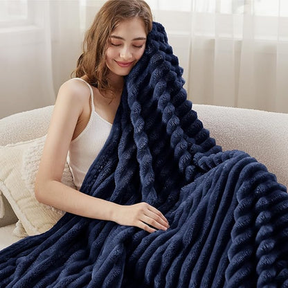 Bedsure GentleSoft Navy Blue Fleece Blanket for Couch - Cozy Soft Blankets for Women, Cute Small Throws for Girls, Navy, 50x70 Inches