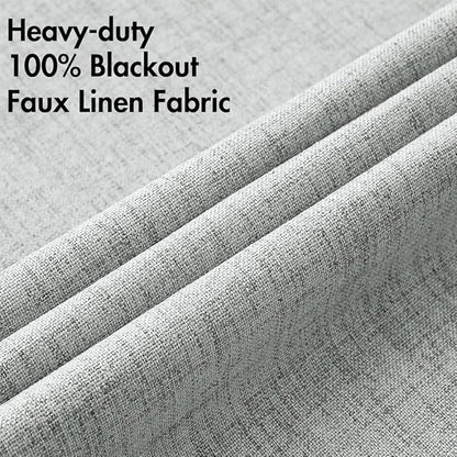 MIULEE 100% Blackout Linen Curtains for Bedroom Thermal Insulated Glacier Gray Grommet Room Darkening Curtains & Drapes for Living Room Nursery 52 x 96 Inch (2 Panels)
