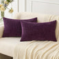 MIULEE Pack of 2 Couch Throw Pillow Covers 12x20 Inch Soft Plum Purple Chenille Lumbar Pillow Covers for Sofa Living Room Solid Dyed Cases