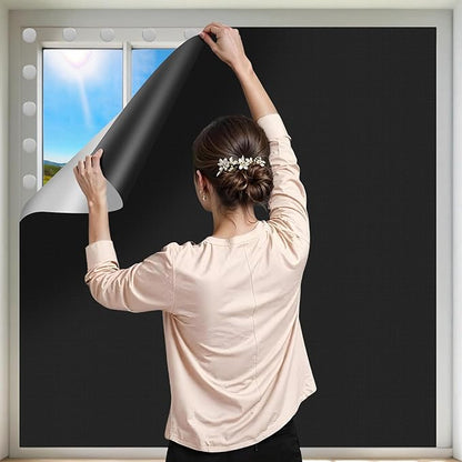 100% Blackout Curtains for Bedroom Portable Window Blinds Cover Adhesive Thermal Blackout Blinds No Drill Guard Blind for Window Shades Temporary Room Darkening Shades for Skylight RV Dorm(79x57 inch)