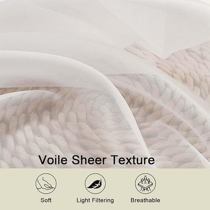 Extra Long Sheer Ivory Curtains for Bedroom Living Room 108 Inches Long 2 Panels Set, Solid Soft Light Filtering Rod Pocket Sheer Window Curtains, Ivory, Each 42" Wx108 L Inch