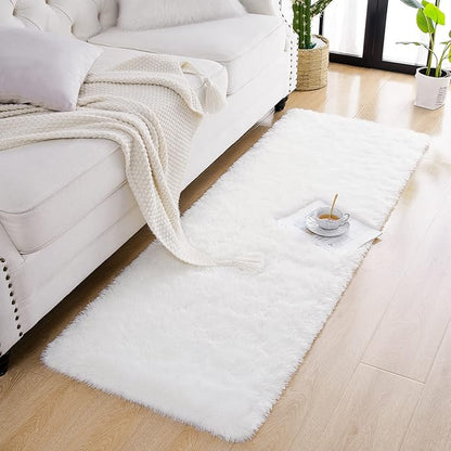 Chicrug Soft Runner Rug for Bedroom Living Room Plush Fluffy Rugs 2x6 Feet, Shag Furry Runner Rug Carpet Non Shedding for Nursery Children Kids Girls Room Home Decorative, Cream