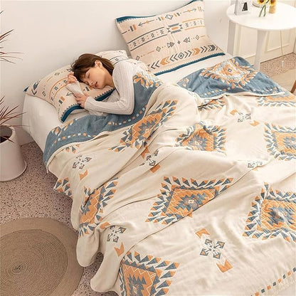 MSGKV Spring Blankets Cotton Throw Blanket 60''x 80'' Muslin Blanket for Couch Bed Chair, Soft Bed Cotton Quilted Boho Quilts Blankets Gifts for Women