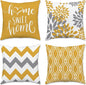 Hexagram Geometric Yellow Pillow Covers 20x20 Set of 4, Decorative Outdoor Boho Modern Throw Pillow Covers, Home Sweet Home Farmhouse Cushion Case for Couch Sofa Bedroom Indoor Decor(No Insert)