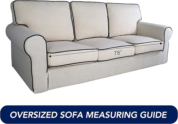 PureFit Super Stretch Sofa Slipcover – Spandex Non Slip Soft Couch Sofa Cover, Washable Furniture Protector with Non Skid Foam and Elastic Bottom for Kids, Pets （Oversized Sofa, Classic Blue）