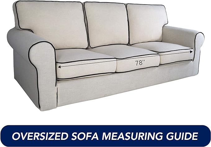 PureFit Reversible Quilted Sofa Cover, Water Resistant Slipcover Furniture Protector, Washable Couch Cover with Non Slip Foam and Elastic Straps for Kids, Dogs, Pets (X Large, Blue/Ivory)