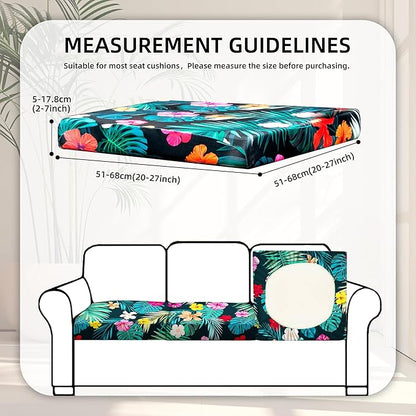 8Pcs Stretch Patio Cushion Covers,Outdoor Couch Covers Replacement,Outdoor Couch & Sofa Slipcovers,for Patio Furniture Cushion Covers,Washable Reusable urniture Protector (Flowered Leaves,Cover Only)