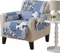 Great Bay Home Reversible Patchwork Chair Cover - Washable Slipcover Furniture Protector with Elastic Straps - Perfect for Kids & Pets - Box-Stitched Detail (Navy)
