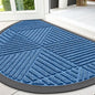 Smiry Half Circle Front Door Mat Outside Entrance, Heavy Duty Sturdy Natural Rubber Doormat, Trap Dirt and Moisture, Low Profile Mats for Indoor Outdoor Entry, Irregular Triangle (47x32, Blue)