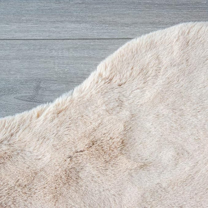 ORINOVA Light Brown Beige Plush Faux Rabbit Shaggy Fur Area Rugs for Living Room Washable Fuzzy Rug Runner Small 2x4 Nursery Rug