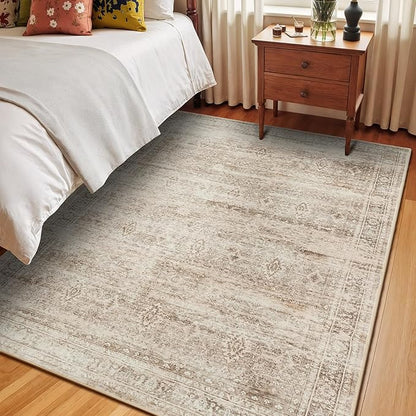 Lofus 4x6 Area Rug for Entryway, Beige Non Slip Area Rugs for Kitchen, Washablee Soft Rugs for Bedroom, Living Room, Tool Room Nursery Kids Room Decor