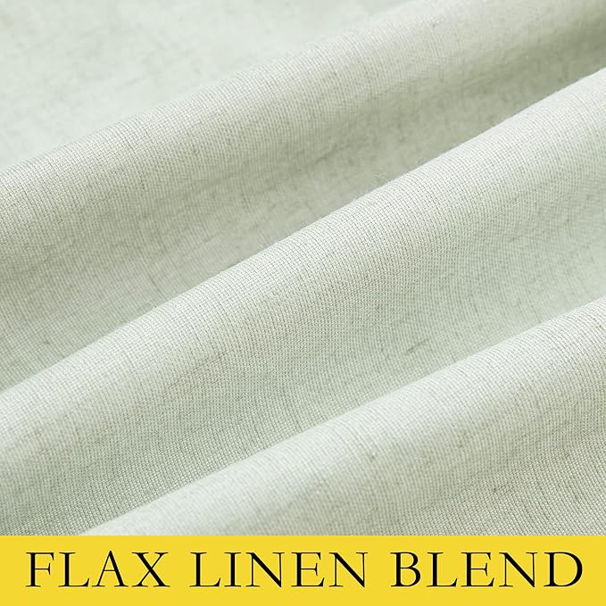 NICETOWN Sage Green Kitchen Linen Completely Shaded Draperies, 2 Pieces, W62 x L63, Privacy Protection & Noise Reducing Ring Top Drapes, White Lined Insulated Window Treatment Curtain Panels