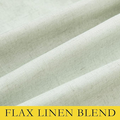 NICETOWN Sage Green 100% Blackout Linen Texture Curtains 90 inches Long 2 Panels for Boy's Room, Thermal Insulated Full Blackout 2-Layer Lined Drapes, Energy Efficiency Window Draperies