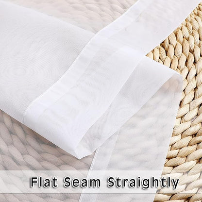 OVZME White Sheer Curtains 36 Inch Length Kitchen Tiers Short Voile Drapes Solid Sheers Cafe Curtain for Bathroom Small Half Window 2 Panels Set, Rod Pocket, 42" W x 36" L