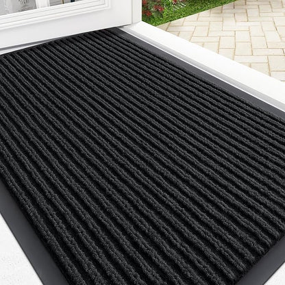 OLANLY Front Door Mat Indoor Outdoor Entrance, Waterproof Heavy Duty Doormat, Fade Resistant, Low Profile, Easy Clean Patio Porch Welcome Floor Mats for Entry, 33x21, Black