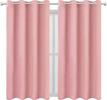 LEMOMO Pink Thermal Blackout Curtains/52 x 72 Inch/Set of 2 Panels Room Darkening Curtains for Bedroom