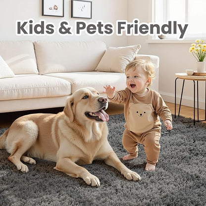 5x7 Area Rugs for Living Room: Ultra Soft Fluffy Shag Gray Rug for Bedroom, Non-Slip Large Fuzzy Plush Rug Indoor Floor Carpet for Nursery Kids Boys Girls Room, Dorms, Modern Home Decor