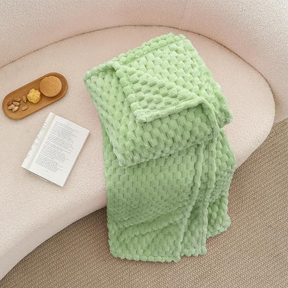 BEDELITE Fleece Throw Blanket for Couch & Bed - 3D Jacquard Decorative Light Green Blanket, Super Soft and Cozy Warm Fuzzy Blanket All Seasons Suitable, 50x60Inches