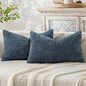 MIULEE Pack of 2 Lumbar Couch Throw Pillow Covers 20x12 Inch Coastal Navy Blue Modern Boho Accent Decorative Pillow Covers Soft Chenille Farmhouse Cushion Covers for Home Decor Bed Sofa Living Room