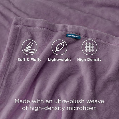 Bedsure GentleSoft Fleece Throw XL Blanket Fog Purple - 300GSM Soft Lightweight Plush Cozy Blankets for Bed, Sofa, Couch, Travel, Camping, 50x70 inches