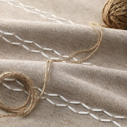 Brown Boho Blackout Curtains 2 Panels 84 Inch for Living Room Bedroom, Warm Taupe Linen Texture Farmhouse Curtains with Tassels and White Cotton Embroidery Vintage Rustic Country Western