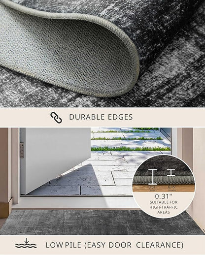Latte&Fog 8x10 Area Rugs for Living Room, Large Modern Abstract Washable Rug, Boho Non Slip Low Pile Carpet for Indoor Bedroom Dining Room, Office, Dorm, Classroom, Farmhouse and Kids Room