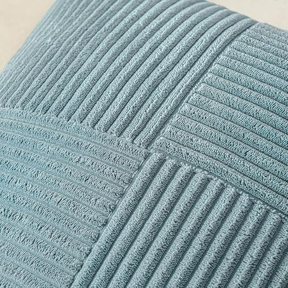 MIULEE Sky Blue Decorative Throw Pillow Covers 18x18 Inch for Couch Bed Sofa Pack of 2 Boho Farmhouse Throw Pillows Soft Cross Corduroy Patchwork Textured Cushion Cases