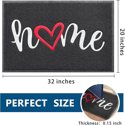 EARTHALL Door Mat Outside Inside Home Doormat, 32"x20", Durable Floor Mat Non Slip Mat Ultra Absorb Mud Easy Clean Front Doormat for Garage, Entryway, Patio, High Traffic Areas, Black