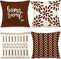 YCOLL Pillow Covers 18x18 Set of 4, Modern Sofa Throw Pillow Cover Decorative Linen Fabric Pillow Case for Couch Bed Car, Coffee