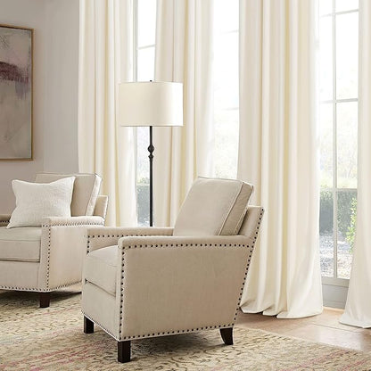 RYB HOME Cream Velvet Curtains 96 inch, Light Dimming White Window Curtains for Living Room Thermal Insulated Privacy Backdrop with Pleat Tape on Top for Bedroom, Ivory, W52 x L96 inch, 2 Panels