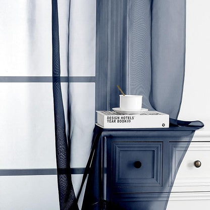 Simplebrand Sheer Curtains 72 Inches Long 2 Panels for Living Room, Dual Rod Pockets Airy Window Treatments Voile Curtains Sheer Panels Lightweight for Front Back Patio Glass Door, Navy, 42" Width
