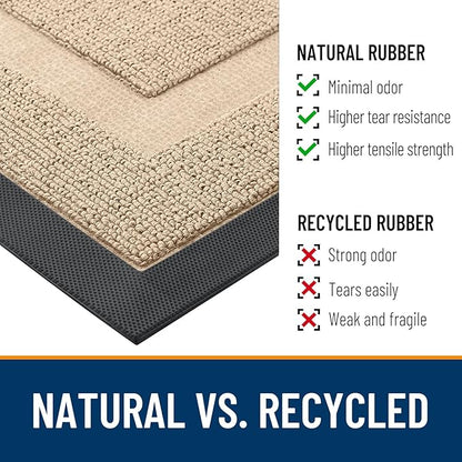 OLANLY Front Door Mat Indoor Outdoor Entrance, Waterproof All-Season, All-Weather Doormat, Sturdy Natural Rubber, Low Profile, Easy Clean Patio Porch Entryway Mat, 35x23, Off-White