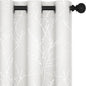 Deconovo Room Darkening Curtains, White Curtain, Thermal Insulated & Noise Reducing Drapes, Silver Branch Pattern, 42 x 63 Inch Long, Grommet Panels for Bedroom Living Room Office Nursery, Set of 2
