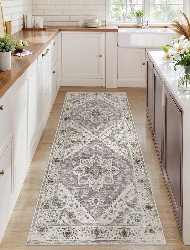 SERISSA Boho Washable Runner Rug, 2x5 Rug Non-Slip Vintage Earth Tone Hallway Kitchen Runner Rug Ultra Soft Print Distressed Floor Carpet for Bedroom Bathroom Laundry Room