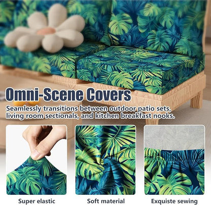 8Pcs Stretch Patio Cushion Covers, Outdoor Couch & Sofa Replacement Slipcovers for Patio Furniture Cushion Covers, Washable Reusable Furniture Protector