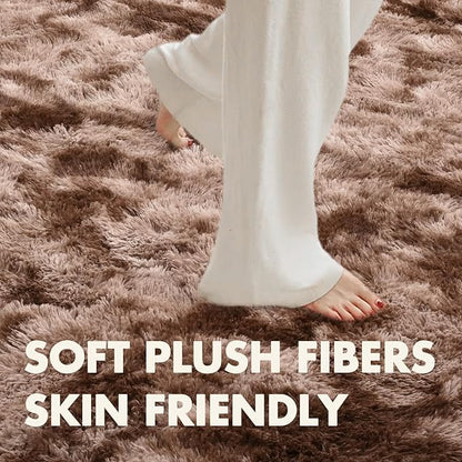 8x10 Ft Extra Large Shag Brown Area Rug for Living Room, Tie-Dyed Ultra Soft Fluffy Furry Rugs for Bedroom Indoor Floor, Aesthetic Carpet for Kids Home Decor (Coffee)