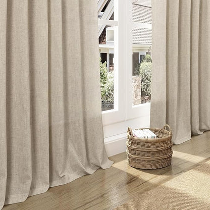Taupe Burlywood Linen Curtains for Living Room 126 Inches Long Light Filtering Semi Sheer Curtain Back Tab Modern Farmhouse Decor Drapes Floor to Ceiling High Window for Bedroom 52x126, 2 Panels