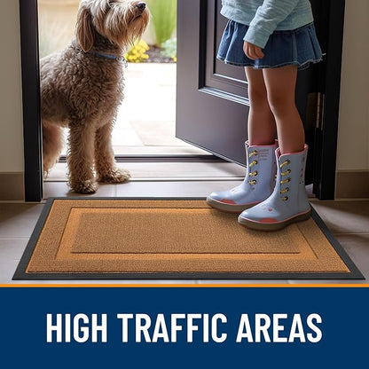 OLANLY Front Door Mat Indoor Outdoor Entrance, Waterproof All-Season, All-Weather Doormat, Sturdy Natural Rubber, Low Profile, Easy Clean Patio Porch Entryway Mat, 71x23, Tangerine Orange