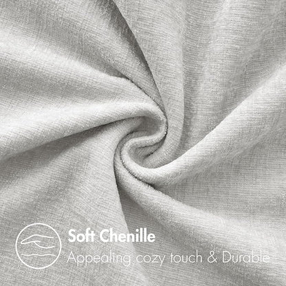 MIULEE Pack of 2 Light Gray Throw Pillow Covers 18x18 Inch Soft Chenille Pillow Covers for Sofa Living Room Couch Solid Dyed Cases