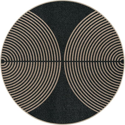 Lahome Enfys Modern Rainbow Round Rug 4ft, Circular Indoor Outdoor Kitchen Rug Washable Farmhouse Carpet, Contemporary Non Slip Round Door Mat for Bedroom Front Porch