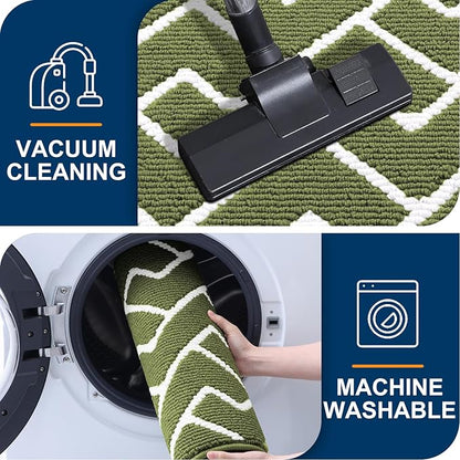 OLANLY Front Door Mat, Non-Slip Rubber Backing, Dirt Resistant and Absorbent, Washable, Easy to Clean Low-Profile Indoor Doormat for Back Door, Entryway, Inside Entrance, 32x20, Green