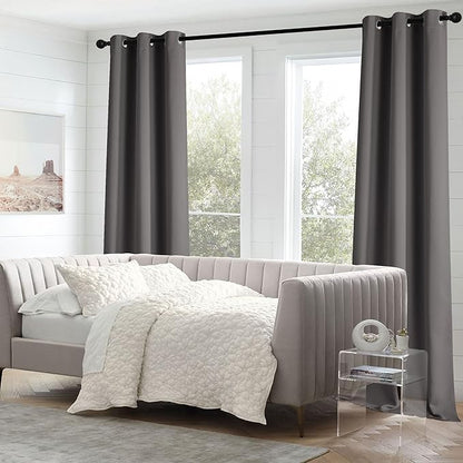 NICETOWN Grey Blackout Curtains 63 inch Length for Bedroom, Grommet Top Room Darkening Thermal Window Treatments Solid Vertical Drapes for Living Room, 2 Panels, W40 x L63