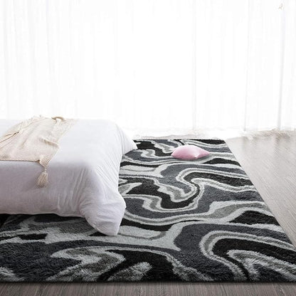 TWINNIS Super Soft Shaggy Rugs Fluffy Carpets, 5x8 Feet, Indoor Modern Plush Area Rugs for Living Room Bedroom Kids Room Nursery Home Decor, Upgrade Anti-Skid Rectangular Fuzzy Rug, Grey Black