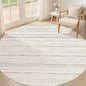 Nakagishi Round Rug Boho Area Rugs: 4x4 Washable Large Circle Neutral Soft Stain Resistant Non-Slip Carpet for Women Aged 25-45 Farmhouse Decor Enthusiasts - Living Room Bedroom Dining Room Nursery