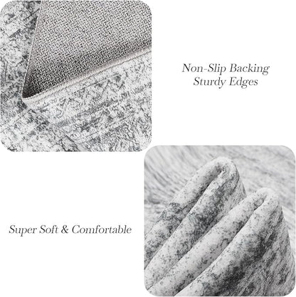 6x6 Grey Round Rug 6ft Living Room Circle Rug Gray Vintage Round Area Rug Non Slip Indoor Carpet for Dining Room Bedroom