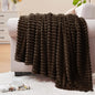 BEDELITE Fleece Throw Blanket for Couch – 3D Ribbed Jacquard Soft and Warm Decorative Fuzzy Blanket – Cozy, Fluffy, Plush Lightweight Dark Brown Throw Blankets for Bed, Sofa, 50x60 inches