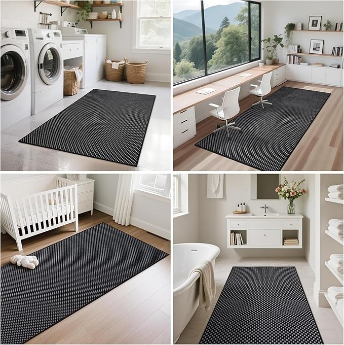 YDKGL 3x5 ft Area Rug Entryway Runner Rug Non Slip Washable, Boho Woven Kitchen Runner Rugs Door Mat Entry Rugs Carpet for Indoor Foyer Backdoor Hallway Floor Bedroom Living Room, Black