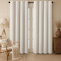 Boho 80% Blackout Curtains with Gray Liner 90 Inches Long 2 Panels Set, Beige Linen Blend Drapes with Tassels and Cotton Embroidered for Living Room Bedroom