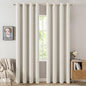 MIULEE Linen Texture Curtains for Bedroom Solid 100% Blackout Thermal Insulated Linen Beige Curtains Grommet Room Darkening Drapes for Living Room Nursery 52x108 Inch (2 Panels)